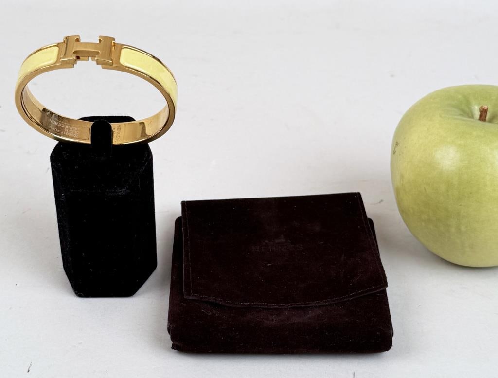 Hermes Clic H Citron Enamel Cuff Bracelet (1 of 7)