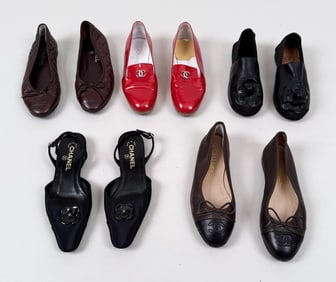 Five Pair Chanel Women's Flats