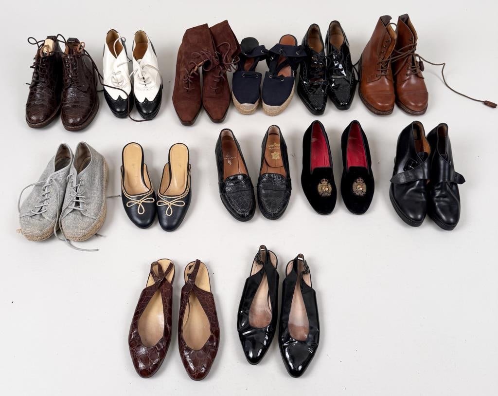 Fourteen Pairs Ralph Lauren Women's Shoes: including boots, espadrilles, heels and sandals; various Ralph Lauren brands represented. Mostly sizes 5 & 5 1/2. Various levels of use wear, some re-soled, as is. Property from the Estate of Bobbie H