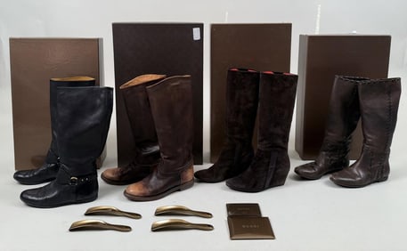 Four Pairs Women's Gucci Boots in Boxes