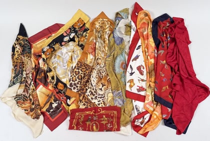 Group Ten Salvatore Ferragamo Silk Scarves