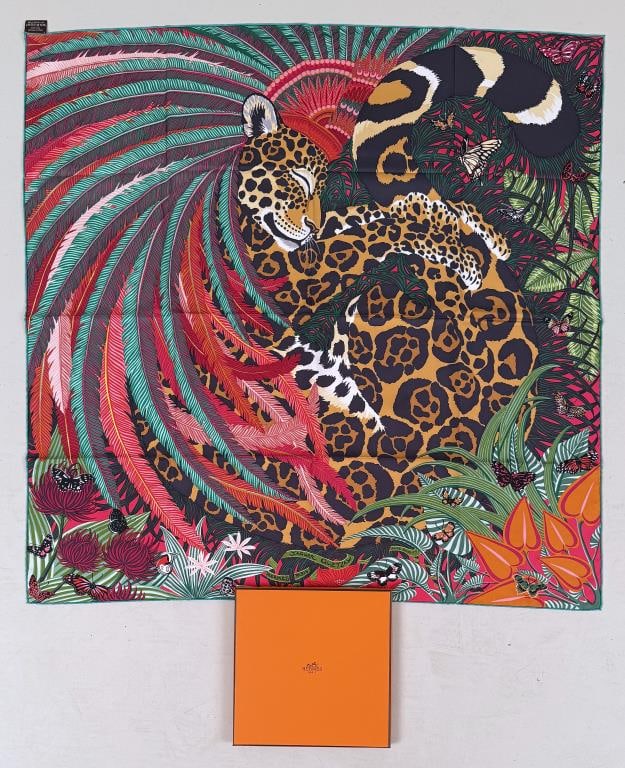 Hermes "Jaguar Quetzal" Silk Scarf (1 of 4)