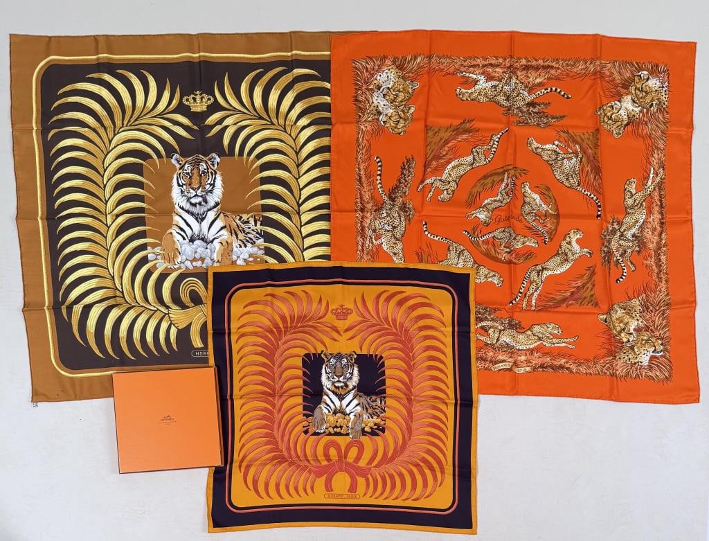 Group Three Hermes Wild Cat Silk Scarves (1 of 7)