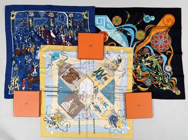 Group Three Hermes Scarves