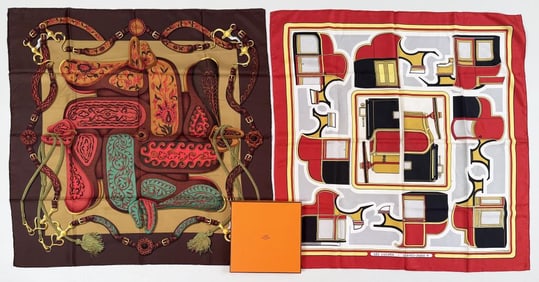 Two Hermes Silk Scarves