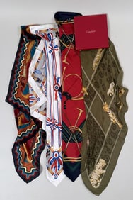 Four Designer Silk Scarves