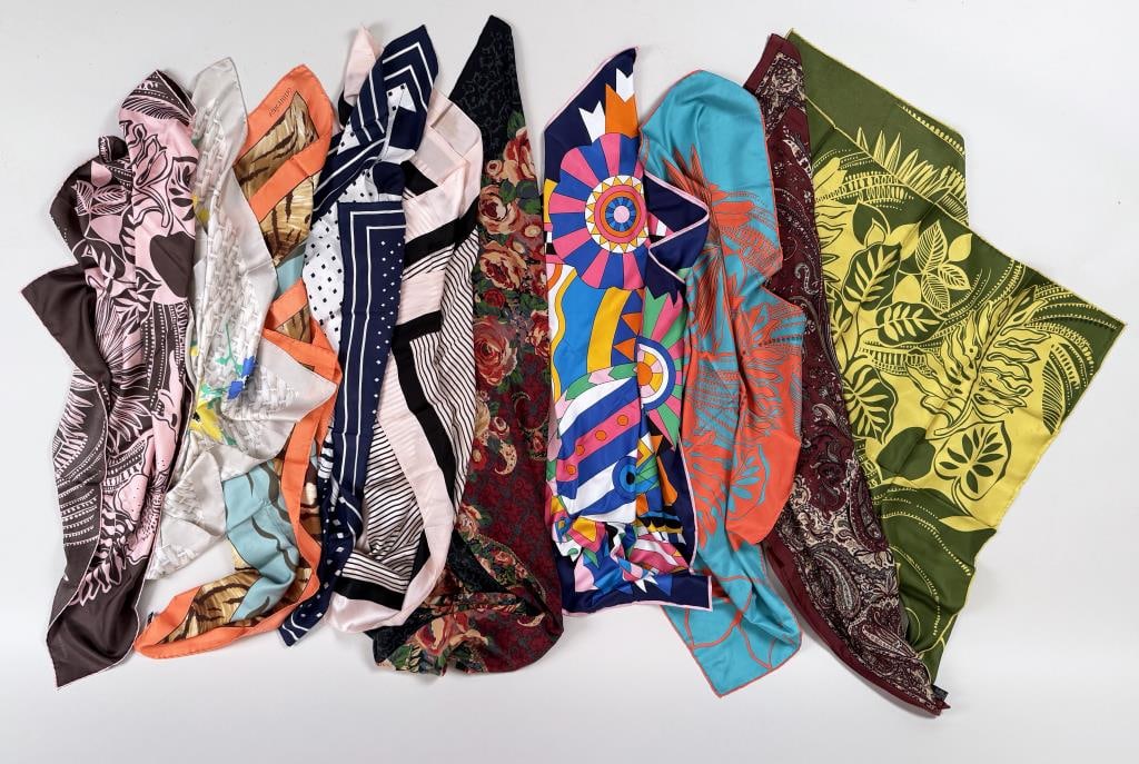 Group Ten Designer Silk Scarves (1 of 10)