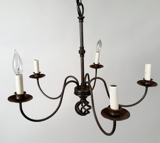 Five Light Wrought Iron Chandelier