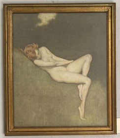 Print Of Lounging Nymph, Warren Davis