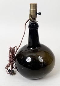 Dark Olive Green Small Demijon Jar, As Lamp
