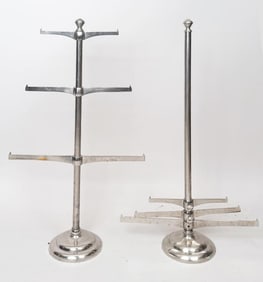Pair Modernist Chrome Standing Display Racks