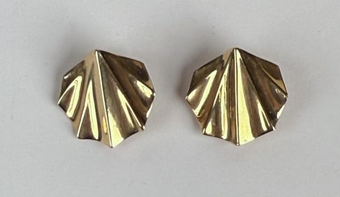 Pair 14K Gold Shell Form Earrings