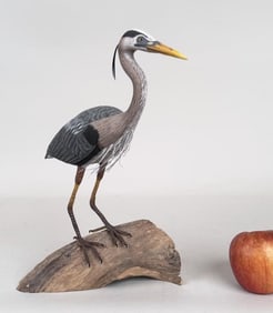 Tim Hall Carved & Painted Wooden Heron