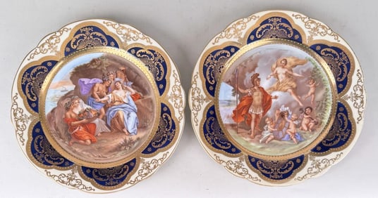 Two Pauly & Co. Decorated Cabinet Plates