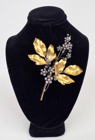 18K Gold & Diamond Spray Brooch