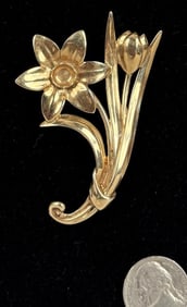 Tiffany & Co 14K Gold Flower Spray Brooch