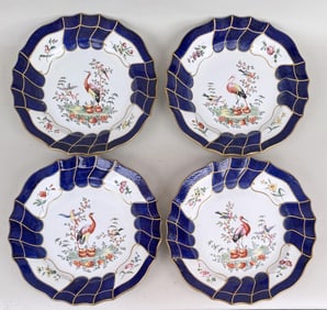 Four Tournai Painted Porcelain Plates