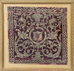 Early Embroidered Tapestry Fragment, Sacred Heart