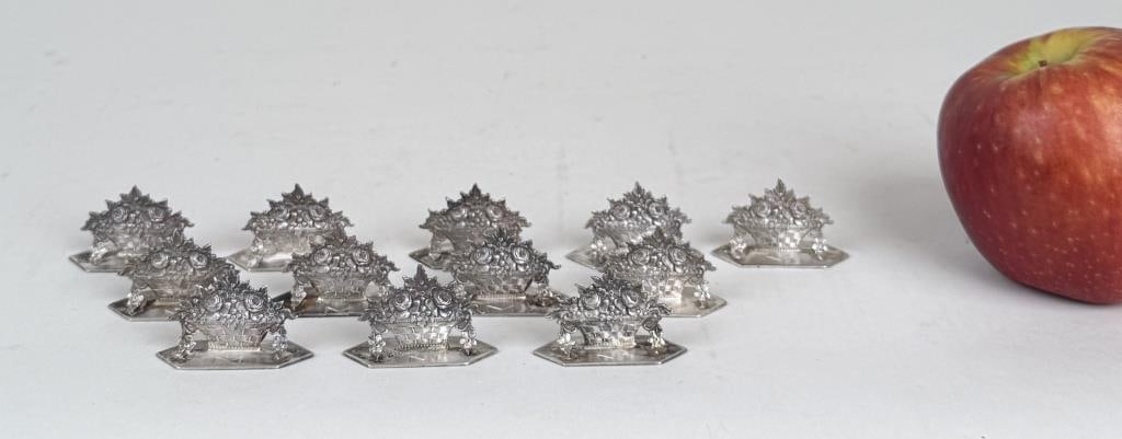 Set Twelve Sterling Place Card Holders (1 of 5)