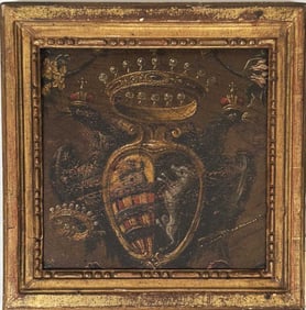 Framed Heraldic Wooden Coach Crest Panel