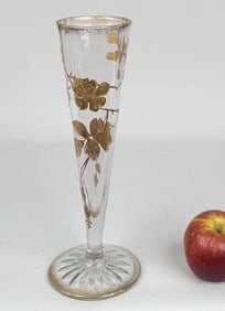 Bohemian Enamel Gilt Crystal Vase