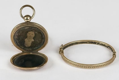 Victorian Gold Child's Bracelet & Mourning Locket