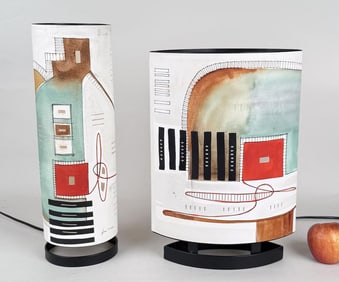 Two Ana Maia Native American Papercraft Lamps