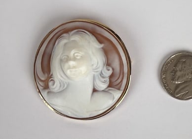 Gold Framed Italian Cameo Of Woman