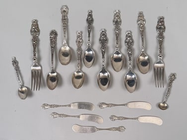 Group Sterling Art Nouveau Flatware