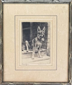 Dennis, Etching of German Shepherd