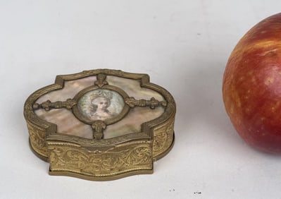 French Gilt Bronze MOP & Enamel Box