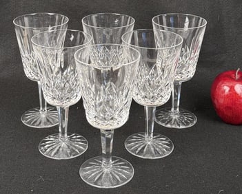 Six Waterford Lismore Water Goblets