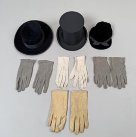 Estate Group Vintage Top Hats & Gloves