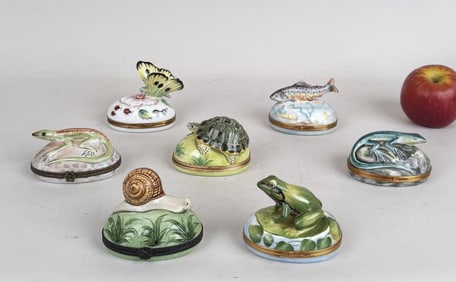 Seven Limoges Figural Trinket Boxes