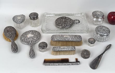 Fifteen Sterling Silver Vanity Accessories