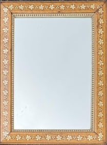 Antique Inlaid Wood Mirror, Holly & Berries