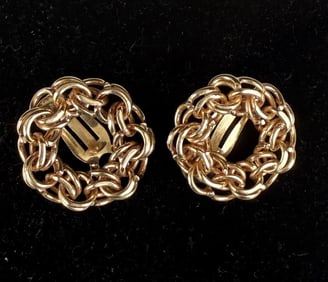 Pair 14K Gold Chain Form Earrings