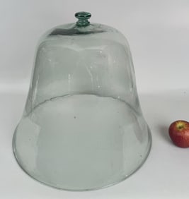Large Blown Green Glass Bell Form Cloche