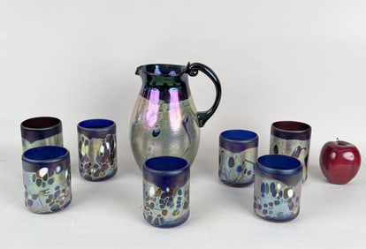 Rick Hunter MCM Art Glass Drink Service For Eight
