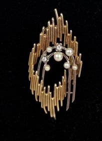 14K Gold Modernist Brooch