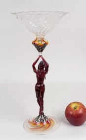 Howard, Art Glass Goblet "Flame Goddess"