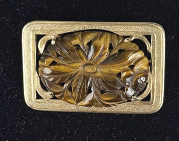 14K Gold & Tiger Eye Brooch