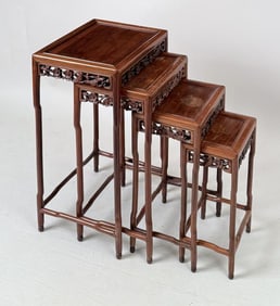 Nest Four Chinese Carved Hardwood Stands