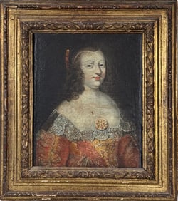 French School, O/C Portrait of Noblewoman