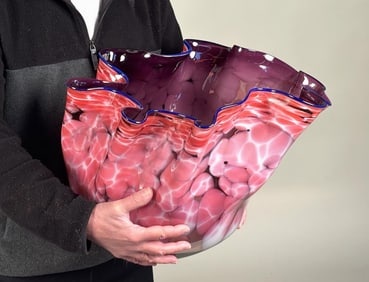 Chihuly, Large Rose Quartz Pink Macchia Bowl 1986