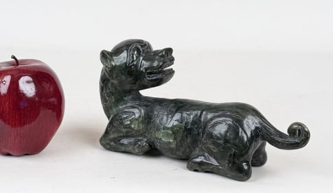 Chinese Green Hardstone Wild Cat