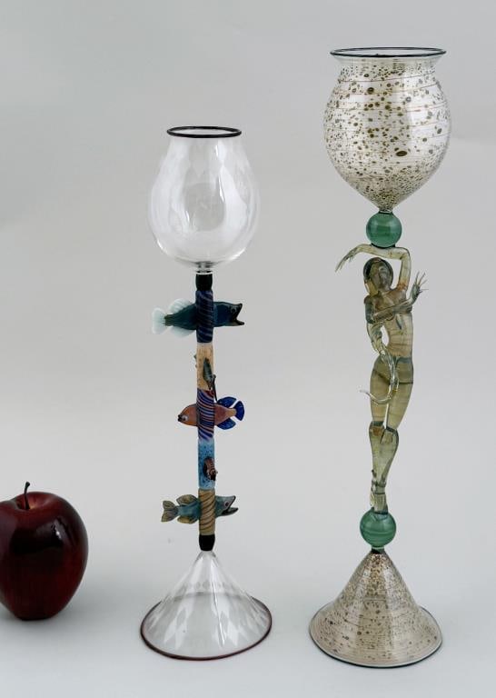 R. Mickelsen, Two Art Glass Figural Goblets (1 of 10)
