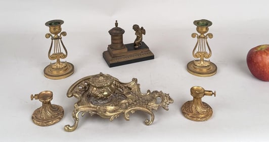 Group French Gilt Bronze Accessories