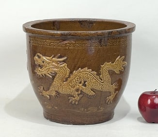 Chinese Earthenware Polychromed Dragon Jardiniere