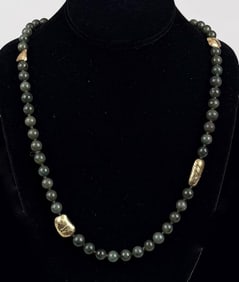 14K Gold & Jade Beaded Necklace